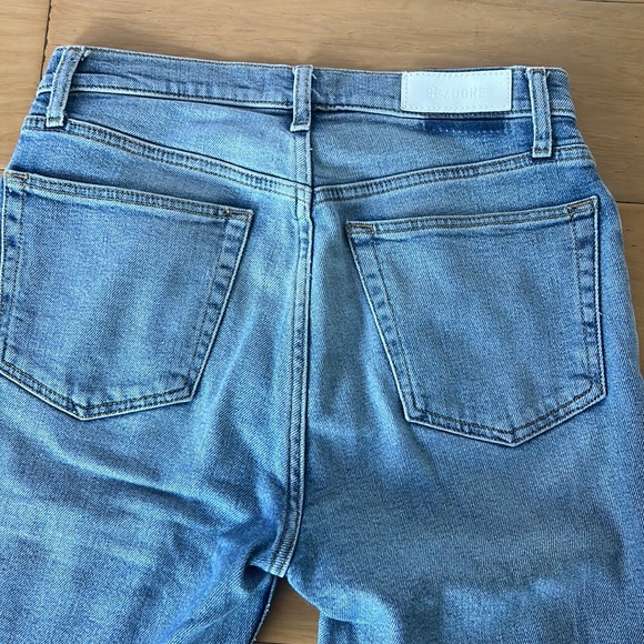 Re/done Comfort Stretch High Rise Ankle Crop - Light Dusk Destroyed Sz:28 - Picture 7 of 9